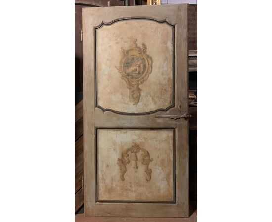PTL715 - Antique double-sided lacquered door, 18th century, dimensions cm W 100 x H 200