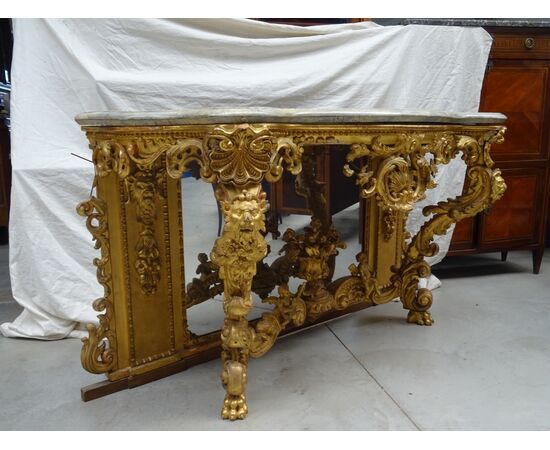 Importante consolle in gesso e legno dorato Piemonte primi 1800 Torino
