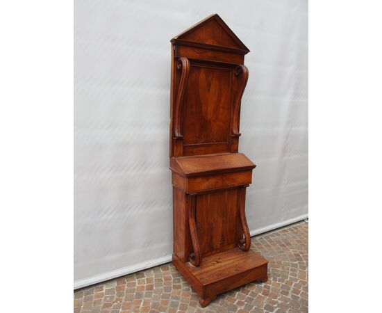 Directory style walnut wall-mounted prie-dieu, early 19th century, French origin, cm L61xP49xH195