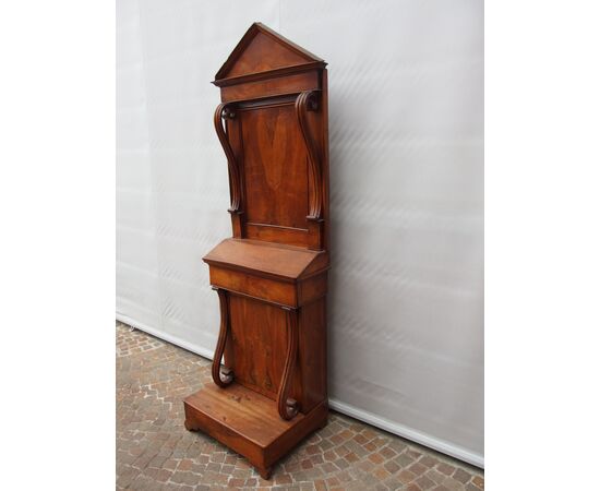 Directory style walnut wall-mounted prie-dieu, early 19th century, French origin, cm L61xP49xH195