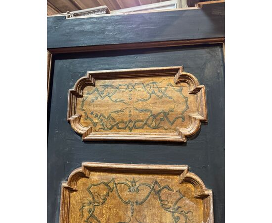PTL447 - Lacquered and painted door with frame, 18th century, opening size cm W 93 x H 216