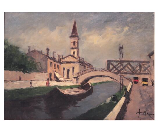 Achille Cattaneo (Milan 1872-1931) - Navigli