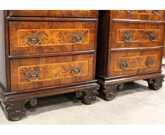 Antique pair of Louis XV walnut bedside tables - Italy 18th century