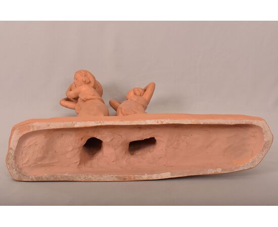 SCULTURE ART DECO IN TERRACOTTA, DONNE CON ANFORA, AMEDEO GENNARELLI, SCULTORE ITALIANO. (STTE98)