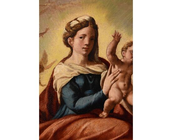 Madonna with Child, Saint James and the donor, Ippolito Scarsella, known as Lo Scarsellino (Ferrara 1550 - 1620) workshop