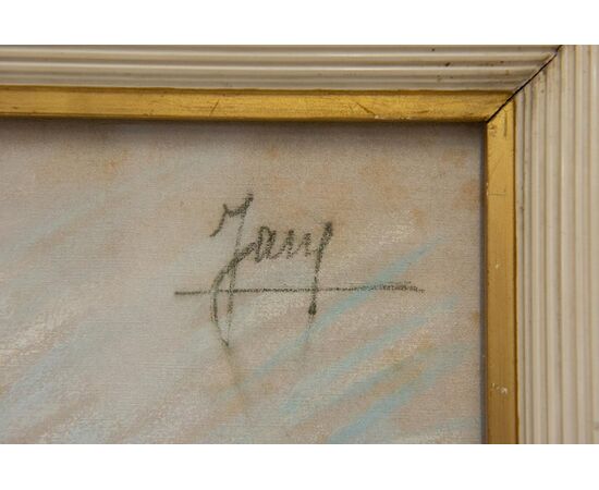 19th-century pastel portrait of a girl with a chignon - O/6049