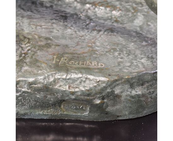 ANTICHE SCULTURE IN BRONZO, DUE PANTERE, IRENEE ROCHARD, ART DECO, XX SECOLO. (STB102)