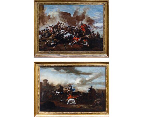 Neapolitan school of the 17th century, Battle scenes between Christians and Turks