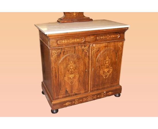 Comò Comoncino francese stile Carlo X con specchio del 1800