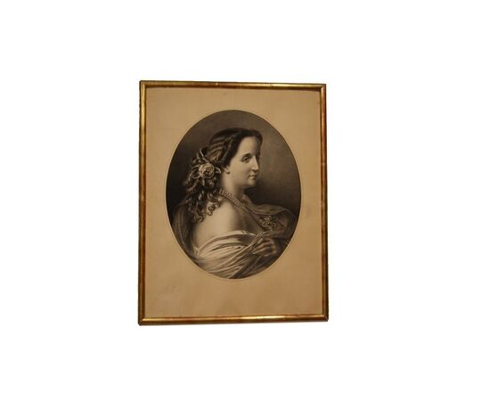 Coppia di Ritratti di Napoleone III e Moglie del 1800 - Pastelli