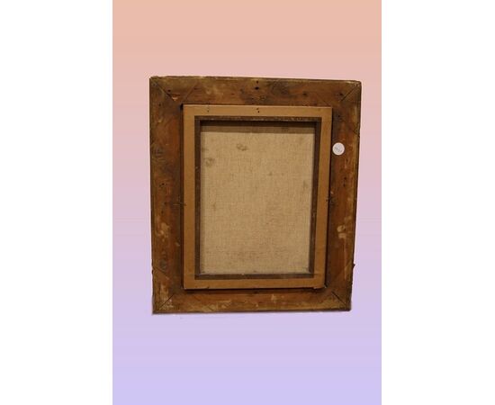 Antico quadro del 1800 francese Scena di interni olio su tela