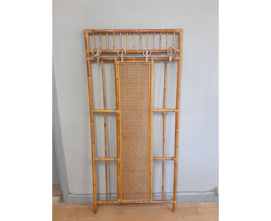 ATTACCAPANNI A PARETE IN BAMBOO ORIGINALE ANNI 70