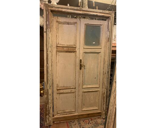 PTS897 - N. 4 Porte antiche laccate, con telaio, epoca '700, luce cm L 108 x H 212