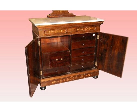 Comò Comoncino francese stile Carlo X con specchio del 1800