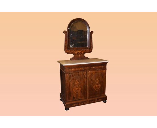 Comò Comoncino francese stile Carlo X con specchio del 1800