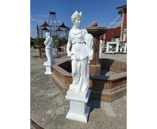 Statue quattro stagioni in marmo con basamento - Altezza con piedistallo 160
