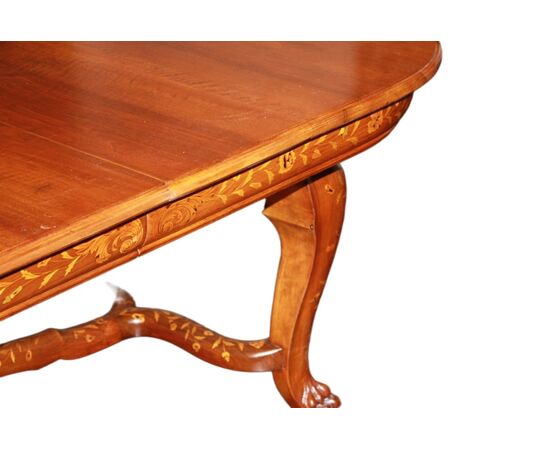 Tavolo Olandese di metà 1800 in Legno di Mogano con Intarsi