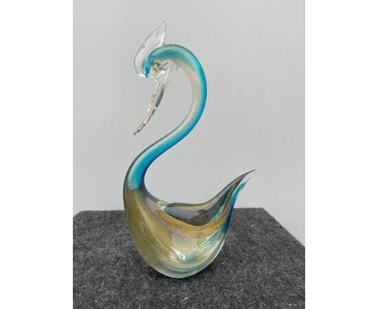 Bird in submerged glass with gold leaf inclusions.Flavio Poli for Seguso.Murano.     