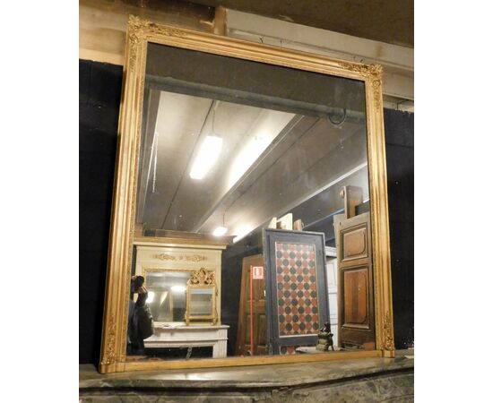 specc283 - golden mirror, 19th century, meas. cm l 124 xh 142     