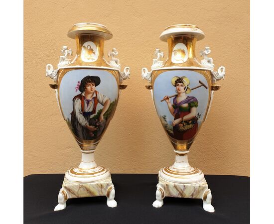 Pair of Empire amphora vases     