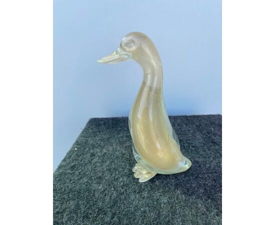 Submerged glass duck with gold leaf inclusions.Flavio Poli for Seguso.Murano.     