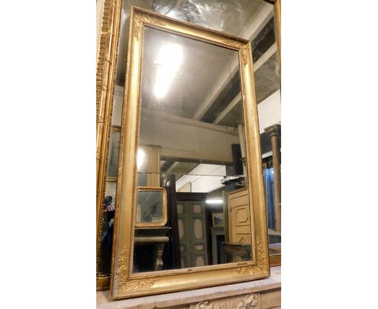 specc286 - simple gilded mirror, 19th century, size cm l 74 xh 139     