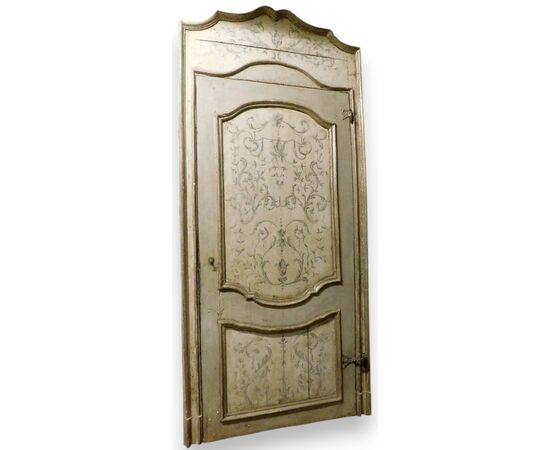 PTL609 - Porta in legno laccato, con telaio, epoca '700, misure luce cm L 109 x H 230