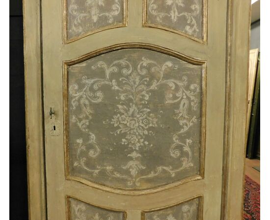 PTL464 - Porta laccata con pannelli dipinti, epoca '700, misure luce cm L 94 x H 222