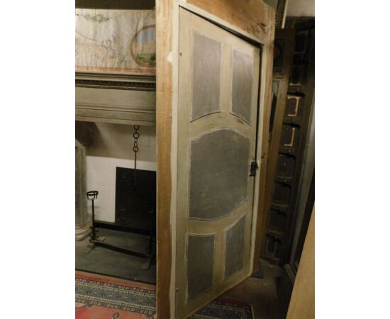 PTL464 - Porta laccata con pannelli dipinti, epoca '700, misure luce cm L 94 x H 222