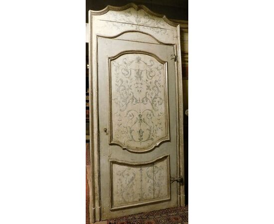 PTL609 - Porta in legno laccato, con telaio, epoca '700, misure luce cm L 109 x H 230