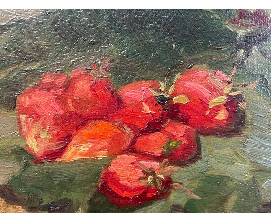 Octave Cartel (Belga, 1884 - 1944) - Natura morta di fragole.