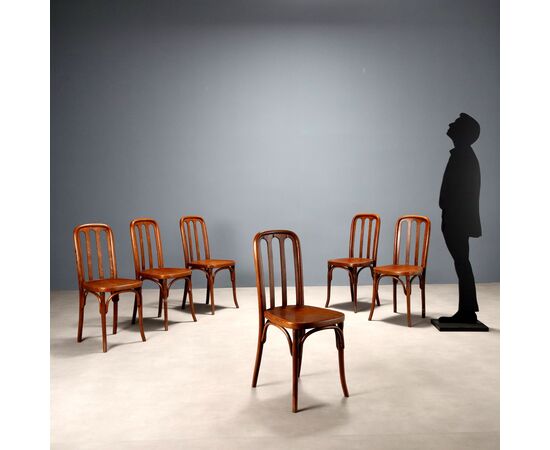 Gruppo di 6 Sedie J. & J: Kohn Austria Fine XIX Inizio XX Secolo