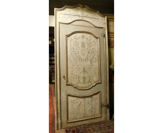 PTL609 - Porta in legno laccato, con telaio, epoca '700, misure luce cm L 109 x H 230