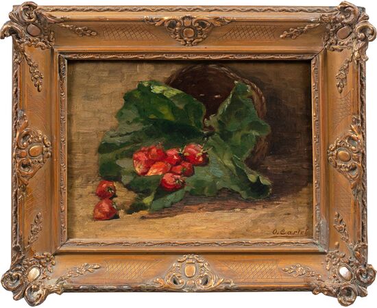 Octave Cartel (Belga, 1884 - 1944) - Natura morta di fragole.