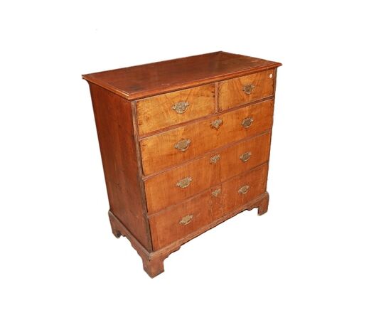 Piccolo cassettone comoncino inglese del 1700 stile Queen Anne in legno di noce
