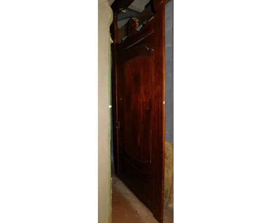 PTI567 - Porta barocca in pioppo, con telaio e sovrapporta, epoca '700, misure luce cm L 101 x H 214