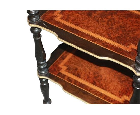Etagere Tavolino con Ripiani e Cassetto Stile Napoleone III del 1800