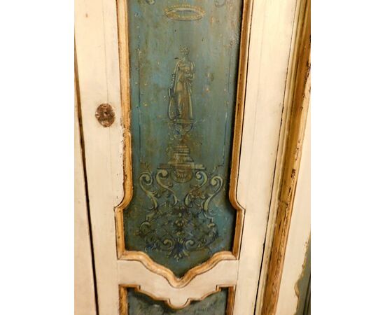 PTL469 - Porta laccata con telaio mosso, epoca primi '700, misure luce cm L 126 x H 252