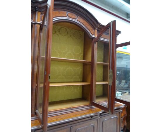 Imponente Libreria in piuma di mogano con vetri molati 1880 Napoleone III Francia