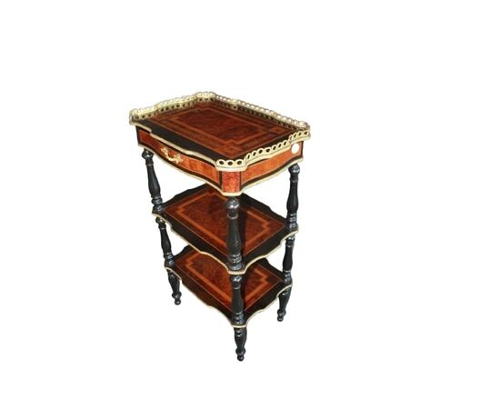 Etagere Tavolino con Ripiani e Cassetto Stile Napoleone III del 1800