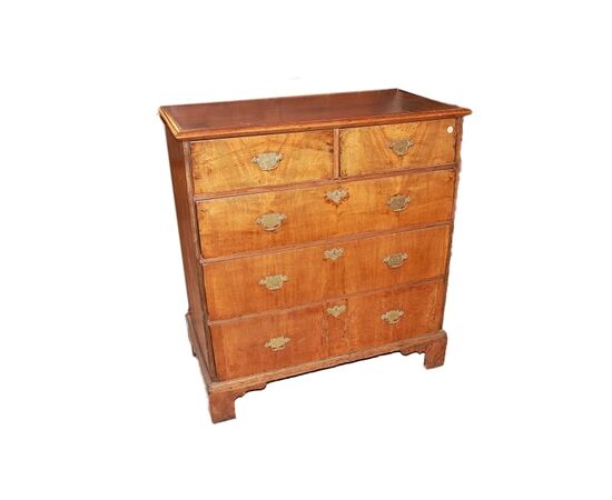 Piccolo cassettone comoncino inglese del 1700 stile Queen Anne in legno di noce
