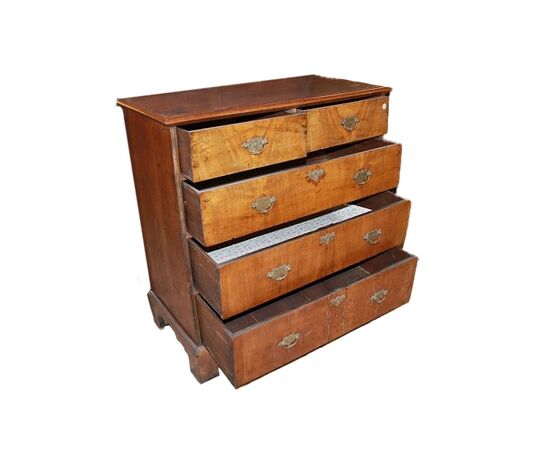 Piccolo cassettone comoncino inglese del 1700 stile Queen Anne in legno di noce