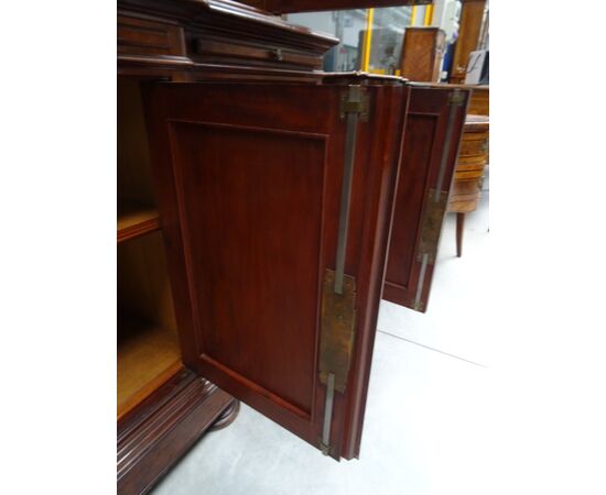 Imponente Libreria in piuma di mogano con vetri molati 1880 Napoleone III Francia