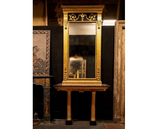 specc299 - console with marble top and mirror, l 120 xh 288 xp 54     