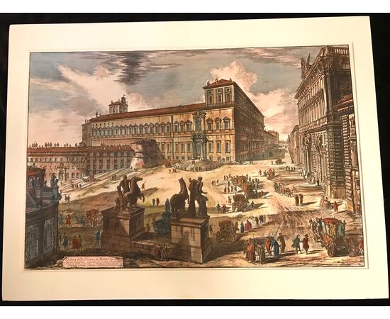 Piranesi F. passe-partout print- &quot;View of the Piazza di Monte Cavallo&quot; in Rome     