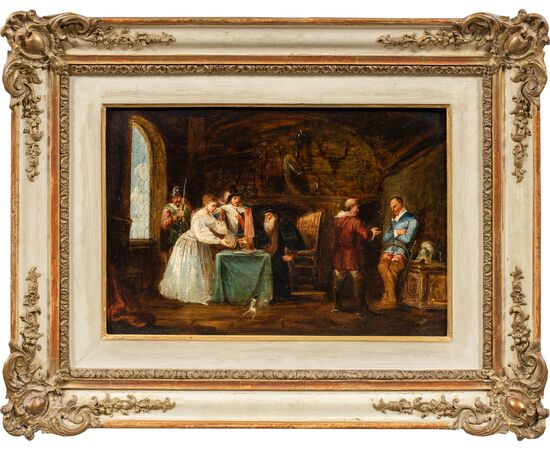 Pittore italiano (datato 1853) - Scena di interno storica.