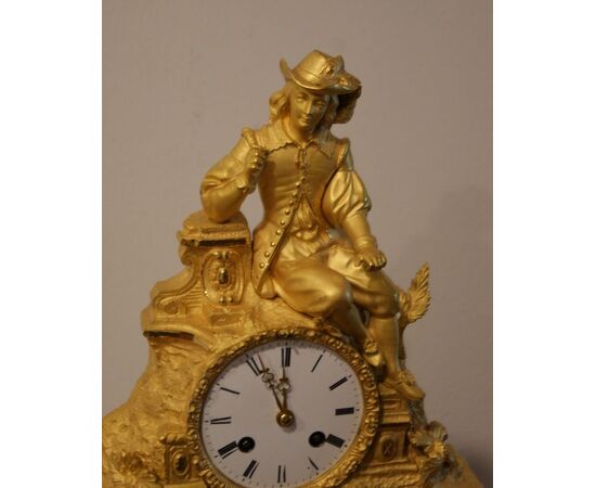 Orologio da tavolo stile Impero del 1800 in bronzo dorato