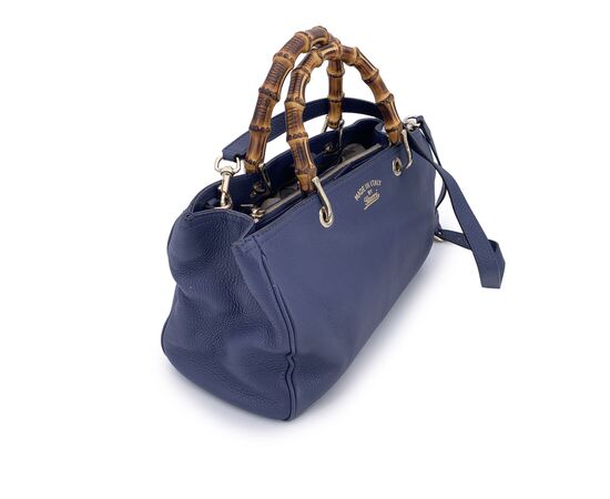 GUCCI Borsa Shopper in Pelle Col. Blu Bamboo M