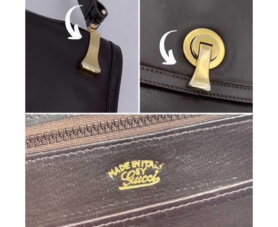 GUCCI Borsa a Tracolla Vintage in Pelle Col. Marrone M
