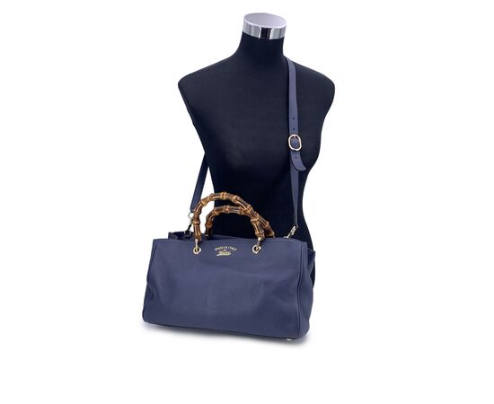 GUCCI Borsa Shopper in Pelle Col. Blu Bamboo M